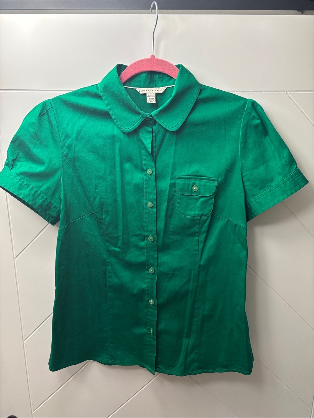Banana Republic Emerald Green Short-Sleeve Button Down Shirt - Picture 4 of 4
